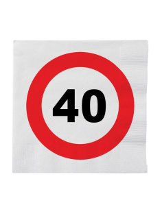 Lot de 16 serviettes en papier 40 ans - Panneaux de signalisation