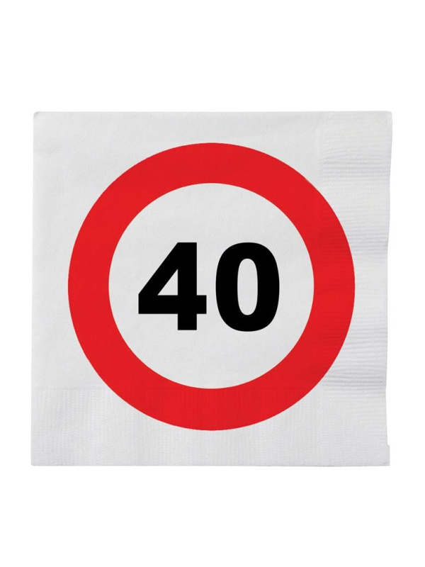 Lot de 16 serviettes en papier 40 ans - Panneaux de signalisation