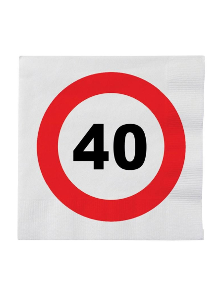 Lot de 16 serviettes en papier 40 ans - Panneaux de signalisation