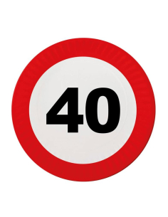Lot de 8 assiettes en carton 40 ans - Panneaux de signalisation