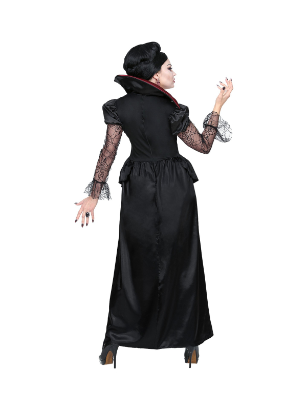 Déguisement femme vampire sexy rouge et noir (robe longue, tour de cou)