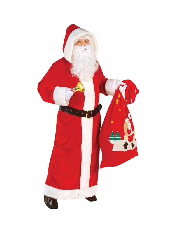 Déguisement Père Noël Super Luxe (manteau long avec capuche et ceinture)