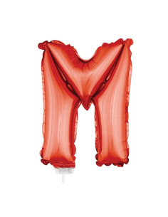 Ballon aluminium rouge lettre -M- 45x25 cm