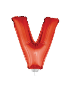 Ballon aluminium rouge lettre -V- 45x25cm