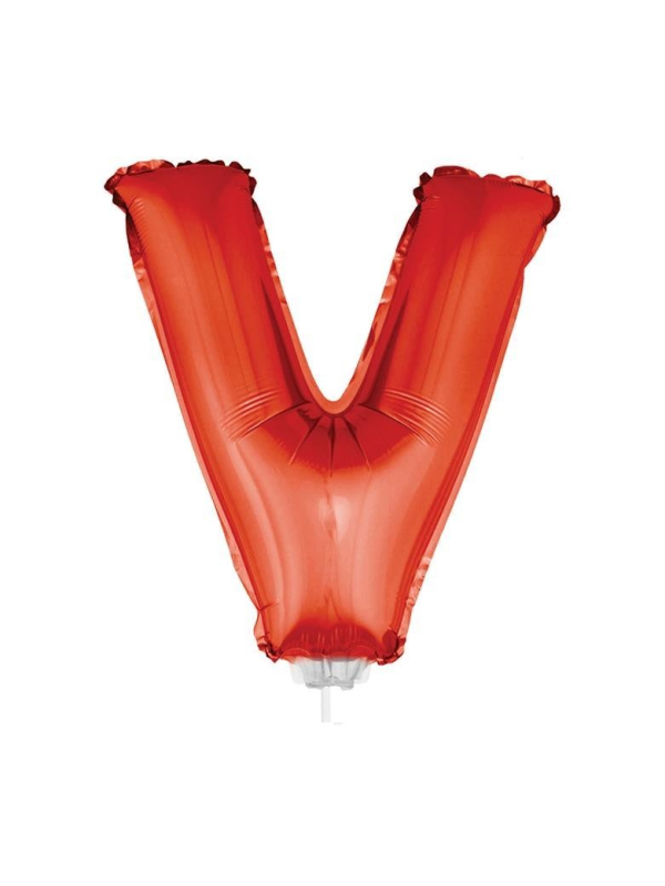 Ballon aluminium rouge lettre -V- 45x25cm