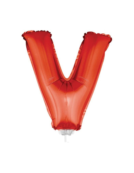 Ballon aluminium rouge lettre -V- 45x25cm
