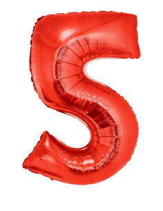Ballon aluminium rouge chiffre -5- 102 cm