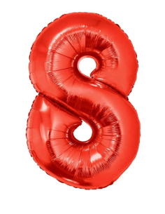 Ballon aluminium rouge chiffre -8- 102 cm