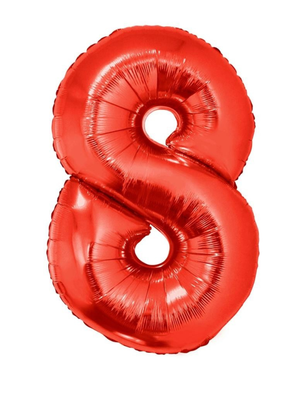 Ballon aluminium rouge chiffre -8- 102 cm
