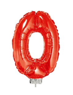 Ballon aluminium rouge chiffre  -0- 41cm