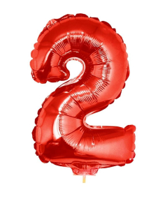 Ballon aluminium rouge chiffre -2- 41 cm