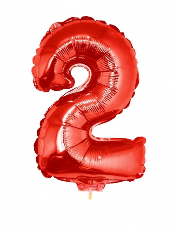 Ballon aluminium rouge chiffre -2- 41 cm