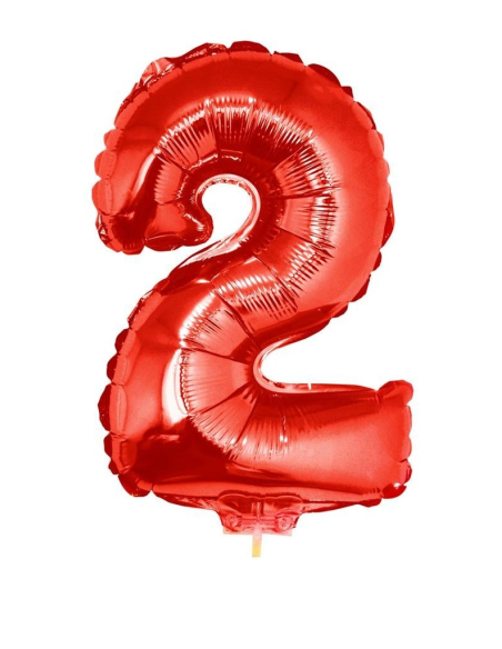 Ballon aluminium rouge chiffre -2- 41 cm