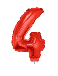 Ballon aluminium rouge chiffre -4- 41 cm