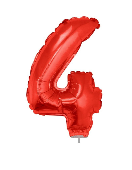 Ballon aluminium rouge chiffre -4- 41 cm