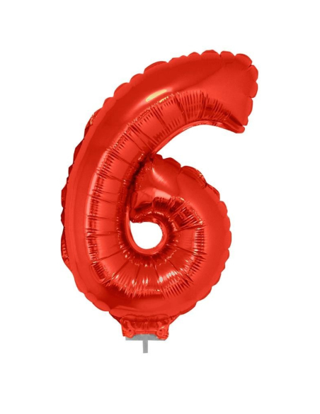 Ballon aluminium rouge chiffre -6- 41cm