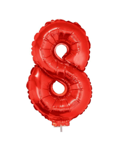 Ballon aluminium rouge chiffre -8- 41 cm