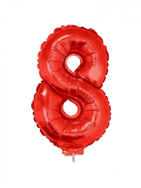 Ballon aluminium rouge chiffre -8- 41 cm