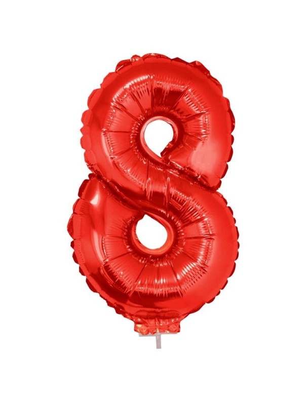 Ballon aluminium rouge chiffre -8- 41 cm