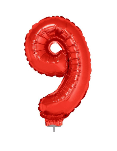 Ballon aluminium rouge chiffre -9- 41 cm