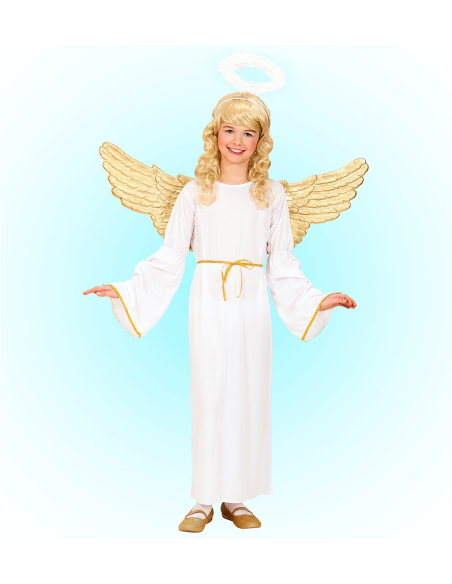Déguisement d'Ange enfant blanc (robe, ceinture, auréole)