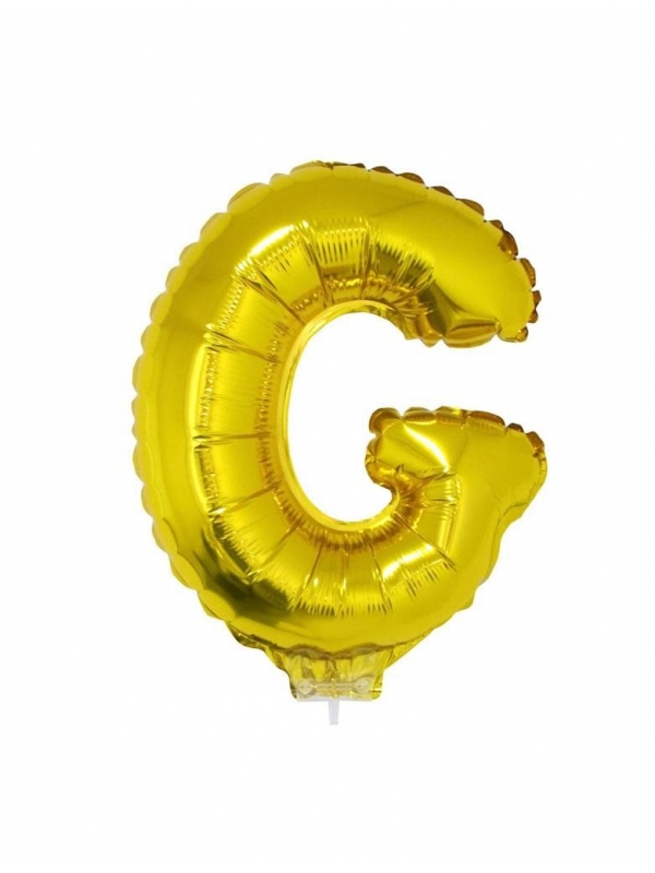 Ballon aluminium avec baton OR lettre -G- 41cm