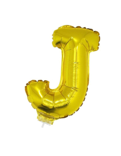 Ballon aluminium baton OR lettre -J- taille 41cm