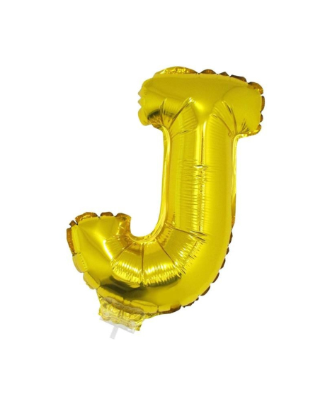 Ballon aluminium baton OR lettre -J- taille 41cm