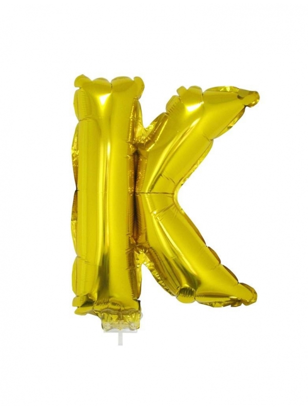 Ballon aluminium baton OR lettre -K- 41cm