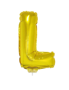 Ballon aluminium avec baton OR lettre -L- taille 41 cm