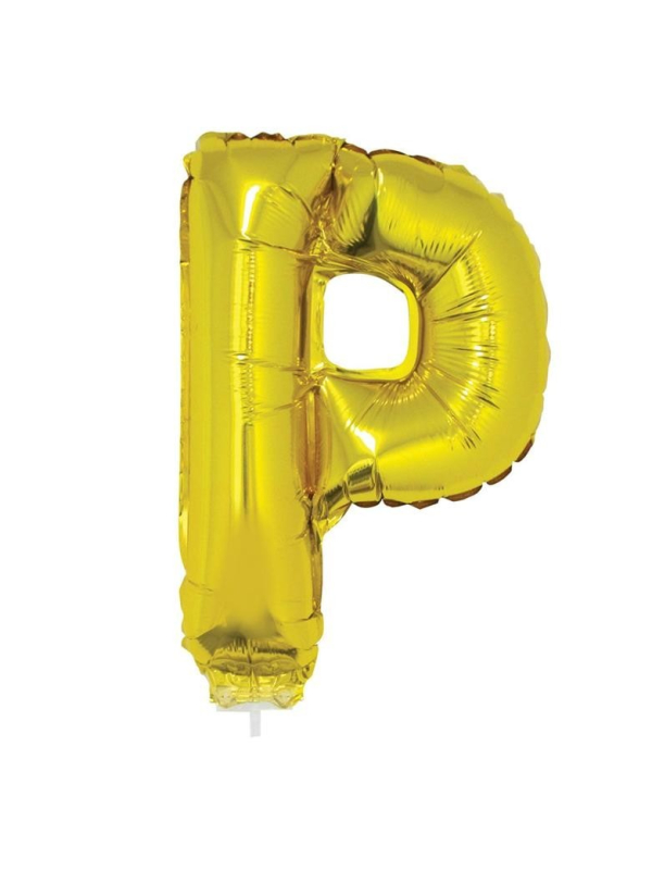 Ballon aluminium avec baton OR lettre -P- taille 41cm