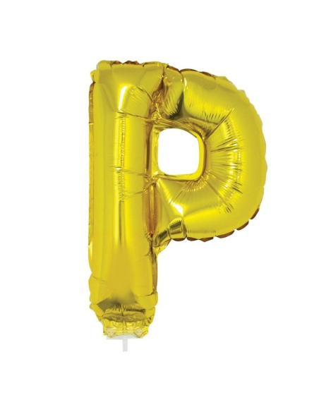 Ballon aluminium avec baton OR lettre -P- taille 41cm