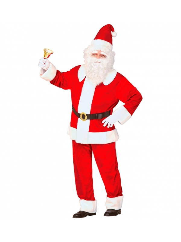 Déguisement Père Noël Super Luxe en velours (veste, pantalon, bonnet, ceinture avec boucle)