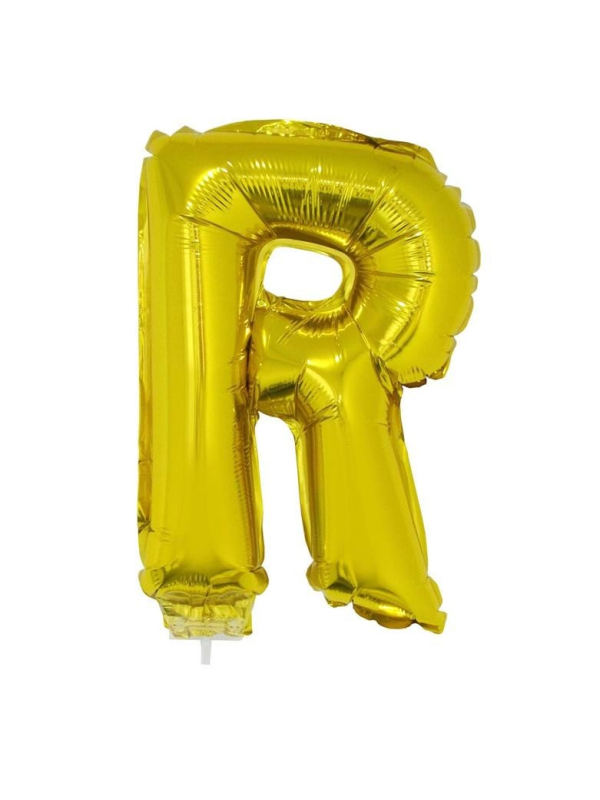 Ballon aluminium avec baton OR lettre -R- taille 41cm