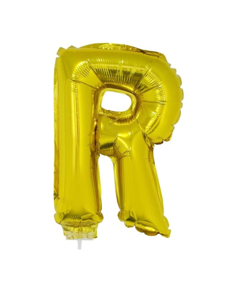 Ballon aluminium avec baton OR lettre -R- taille 41cm