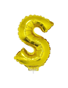 Ballon aluminium avec baton OR lettre -S- taille 41cm