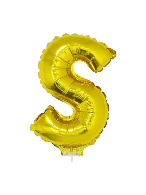 Ballon aluminium avec baton OR lettre -S- taille 41cm
