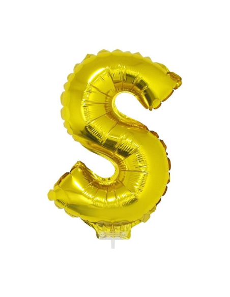 Ballon aluminium avec baton OR lettre -S- taille 41cm