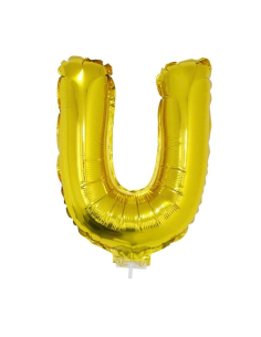 Ballon aluminium avec baton OR lettre -U- taille 41cm