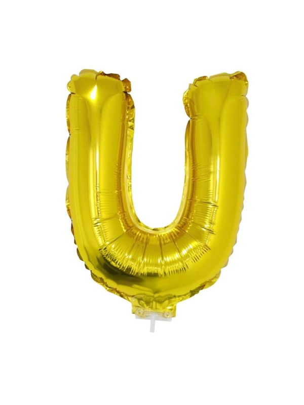 Ballon aluminium avec baton OR lettre -U- taille 41cm
