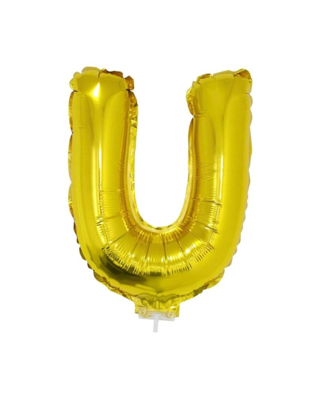Ballon aluminium avec baton OR lettre -U- taille 41cm