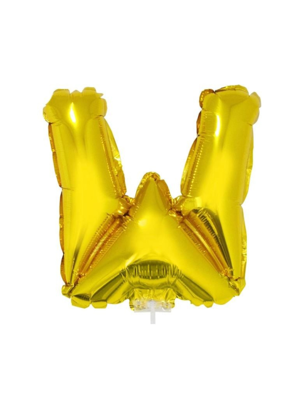 Ballon aluminium avec baton OR lettre -W- taille 41cm