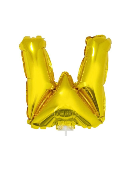 Ballon aluminium avec baton OR lettre -W- taille 41cm