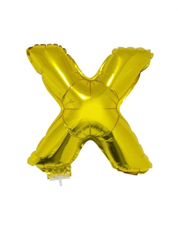 Ballon aluminium avec baton OR lettre -X- taille 41cm