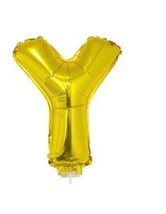 Ballon aluminium avec baton OR lettre -Y- taille 41cm