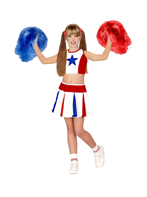 Déguisement majorette femme, bleu, blanc, rouge (top, jupe)