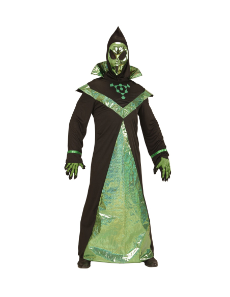 Déguisement Alien Vert et Noir Adulte (tunique, masque à capuche)