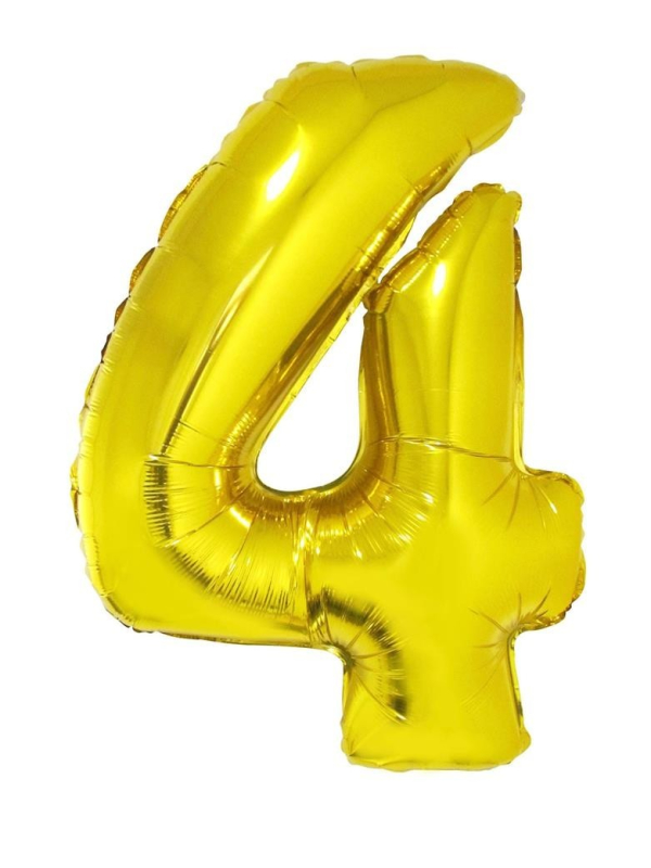 Ballon aluminium OR chiffre -4- taille 102cm