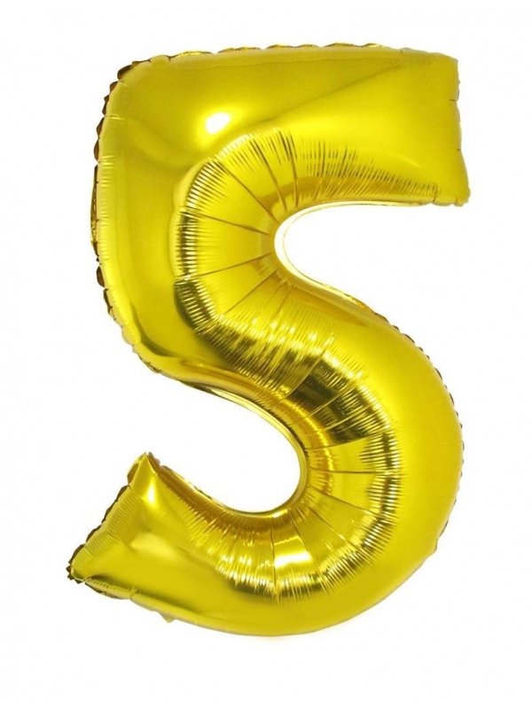 Ballon aluminium OR chiffre -5- taille 102cm