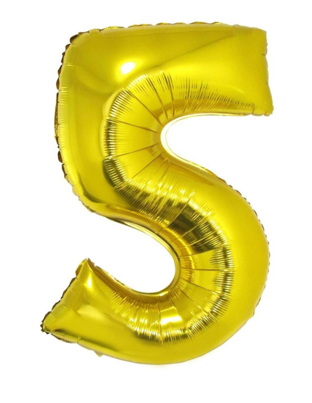 Ballon aluminium OR chiffre -5- taille 102cm